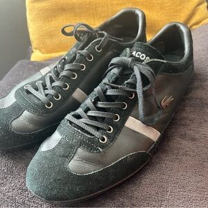 Lacoste Mens Misano 22 Sneakers Black Gray Lace Up Low Top Shoes 10.5